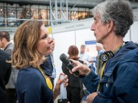 IPAC17 Exhibition  Natasa Palm, Vinnova is interviewed by Odd Clausen, Sveriges Radio. : 1 - WHO, 1-13 OCCUPATION, 4 - WHEN, 4-04 CORPORATE EVENT, 5 - WHY, 5-01 ACTIVITY, IPAC, Journalist, PRINTING & PUBLISHING, Reporter, conference, interview, interviewing